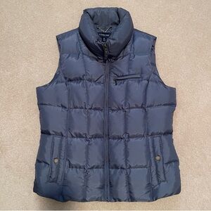 Lands' End Vest With Removable Faux Fur Trim Pockets Down & Feathers Size Medium